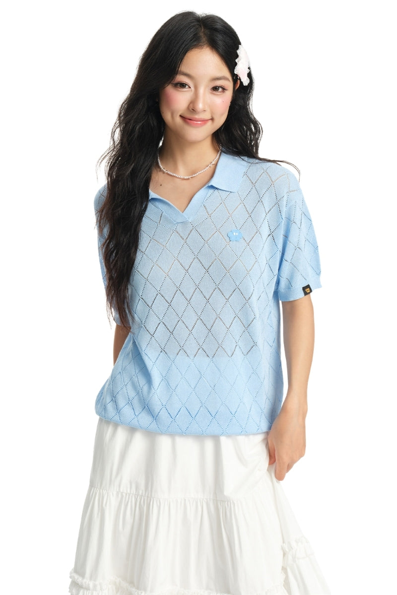 Dangerouspeople DSP Puzzle Icon Knit Polo Loose Cool‑Touch Unisex Shirt