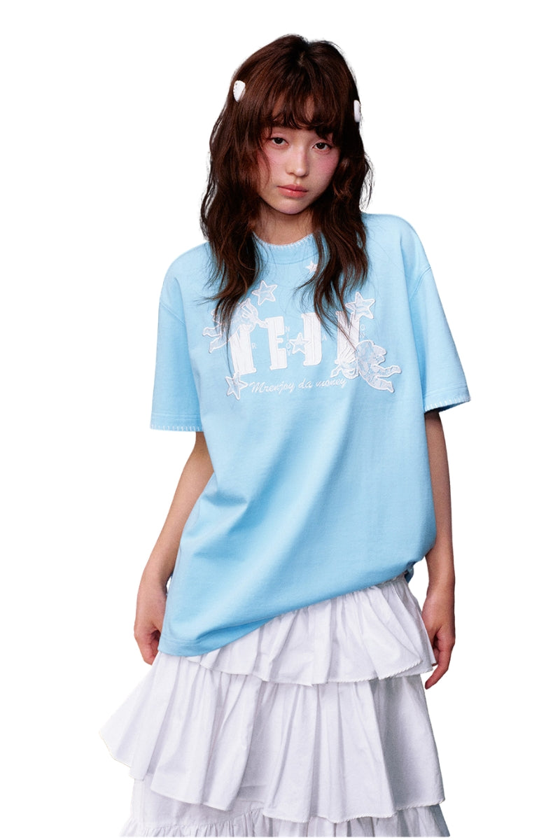 MEDM Lace Angel Patch Embroidery Tee