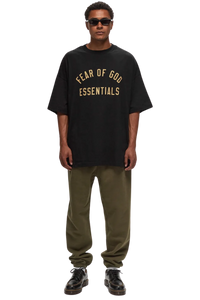 Fear Of God Essentials FW24 Jersey Crewneck Tee Black Oversize [125BT244190F]