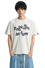 Dangerouspeople DSP Puzzle Letter Foam Print Unisex Cotton T‑Shirt