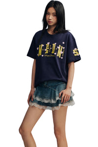 MEDM No.52 Flocked Heart Print Heavy Cotton T-shirt Couple