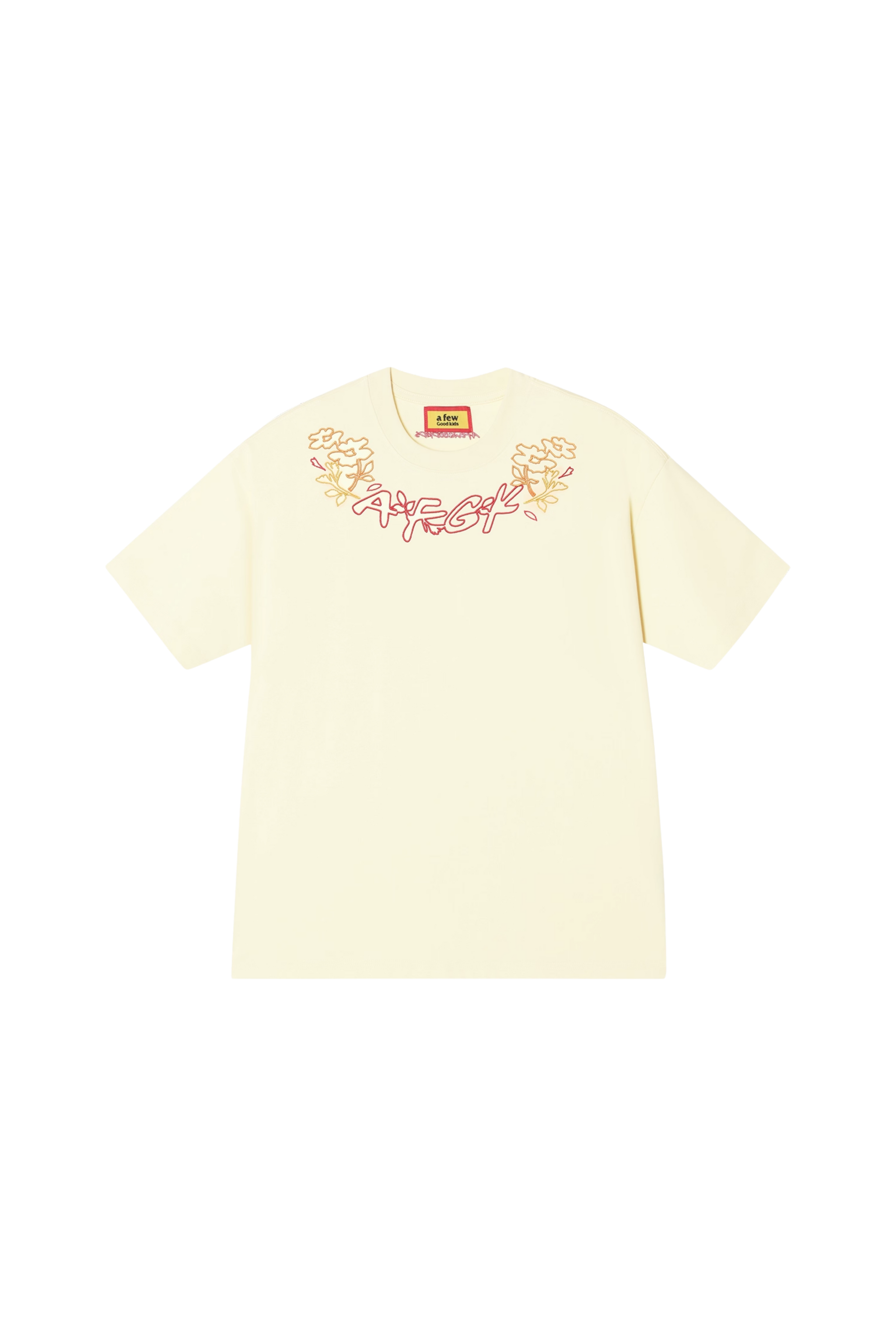 AFGK Collar Edge Floral Embroidery Tee