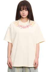 AFGK Collar Edge Floral Embroidery Tee