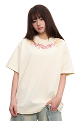 AFGK Collar Edge Floral Embroidery Tee