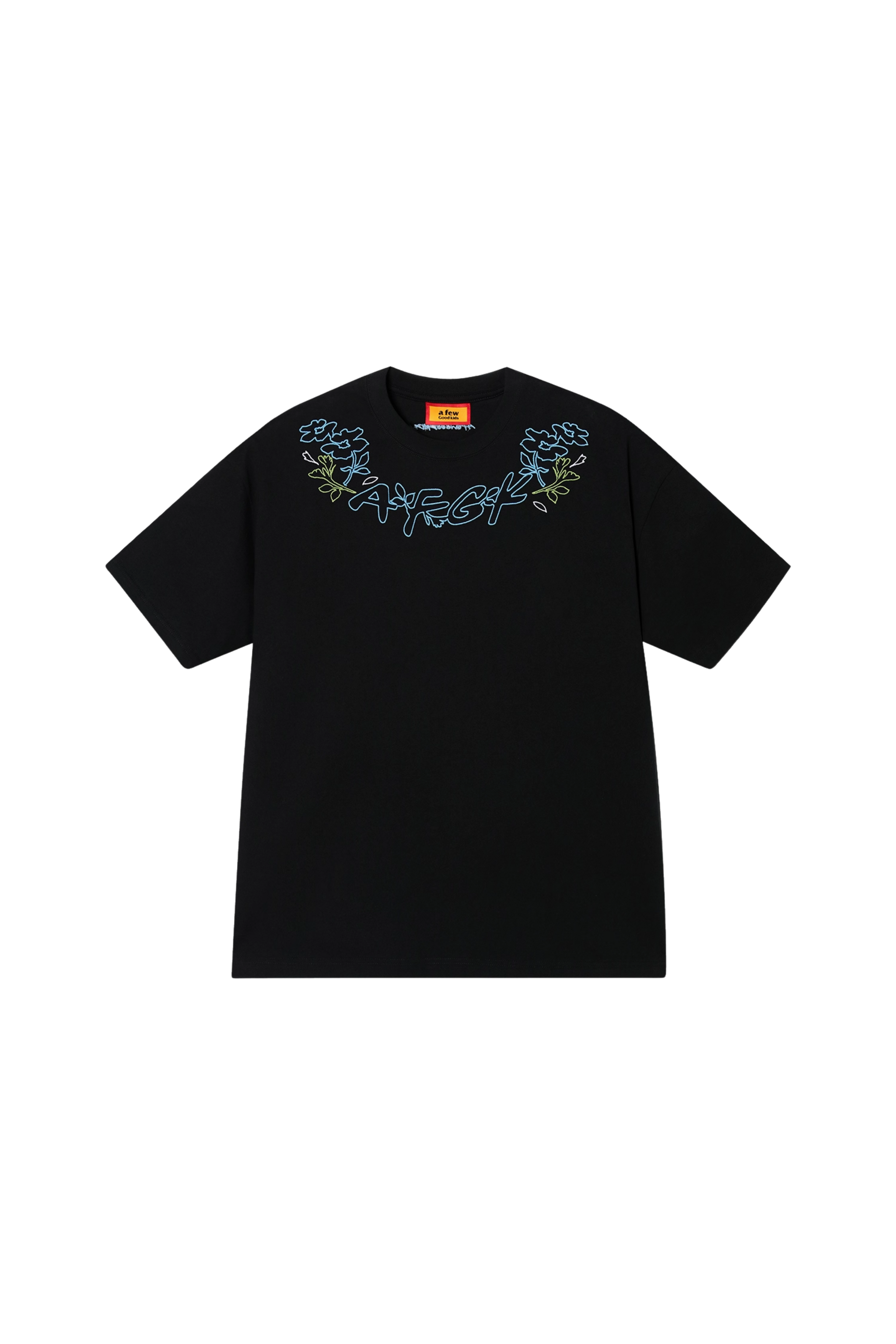 AFGK Collar Edge Floral Embroidery Tee