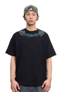 AFGK Collar Edge Floral Embroidery Tee