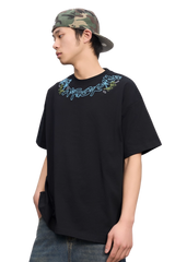 AFGK Collar Edge Floral Embroidery Tee