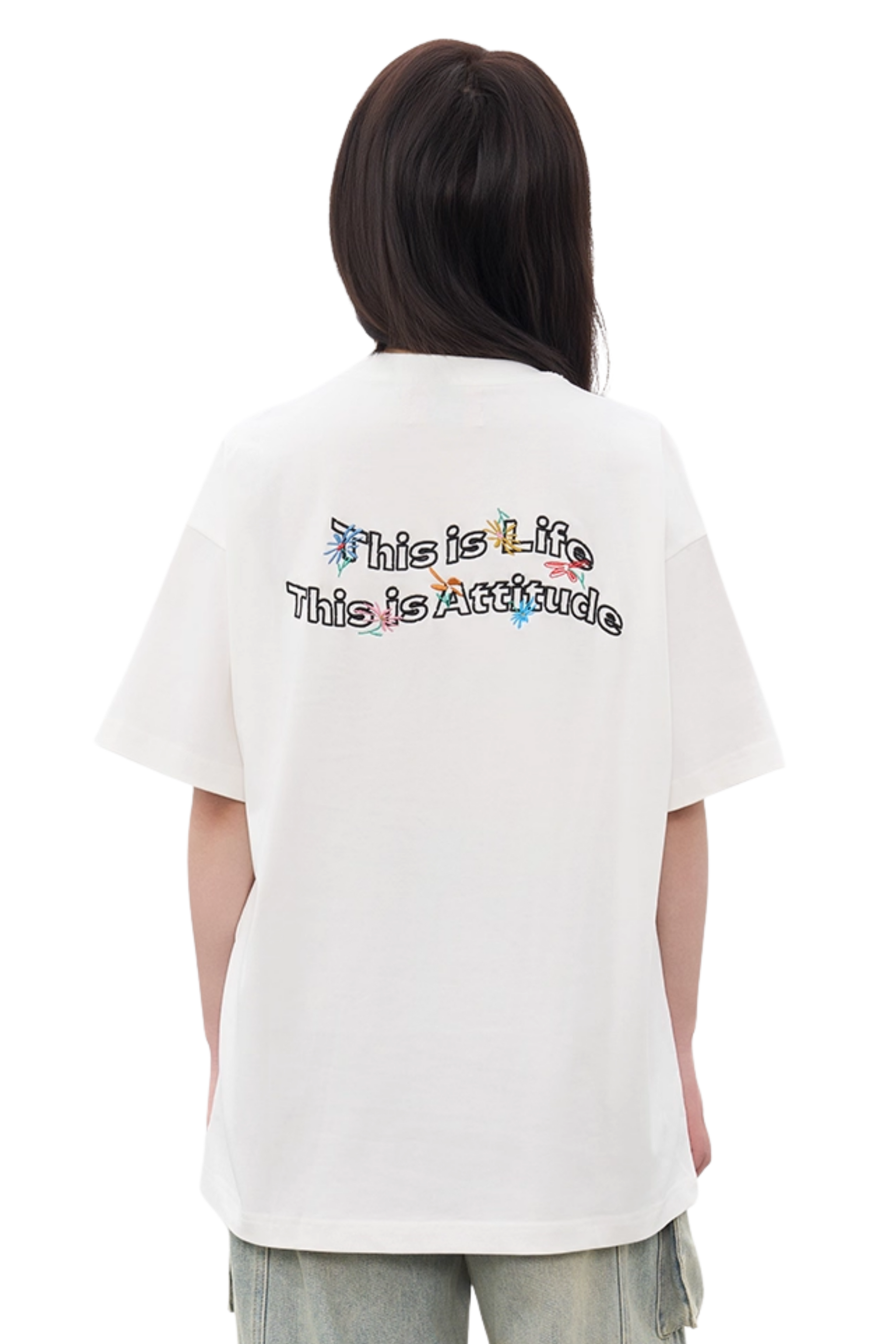 AFGK Hand Paint Floral Embroidery Tee