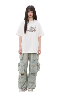 AFGK Hand Paint Floral Embroidery Tee