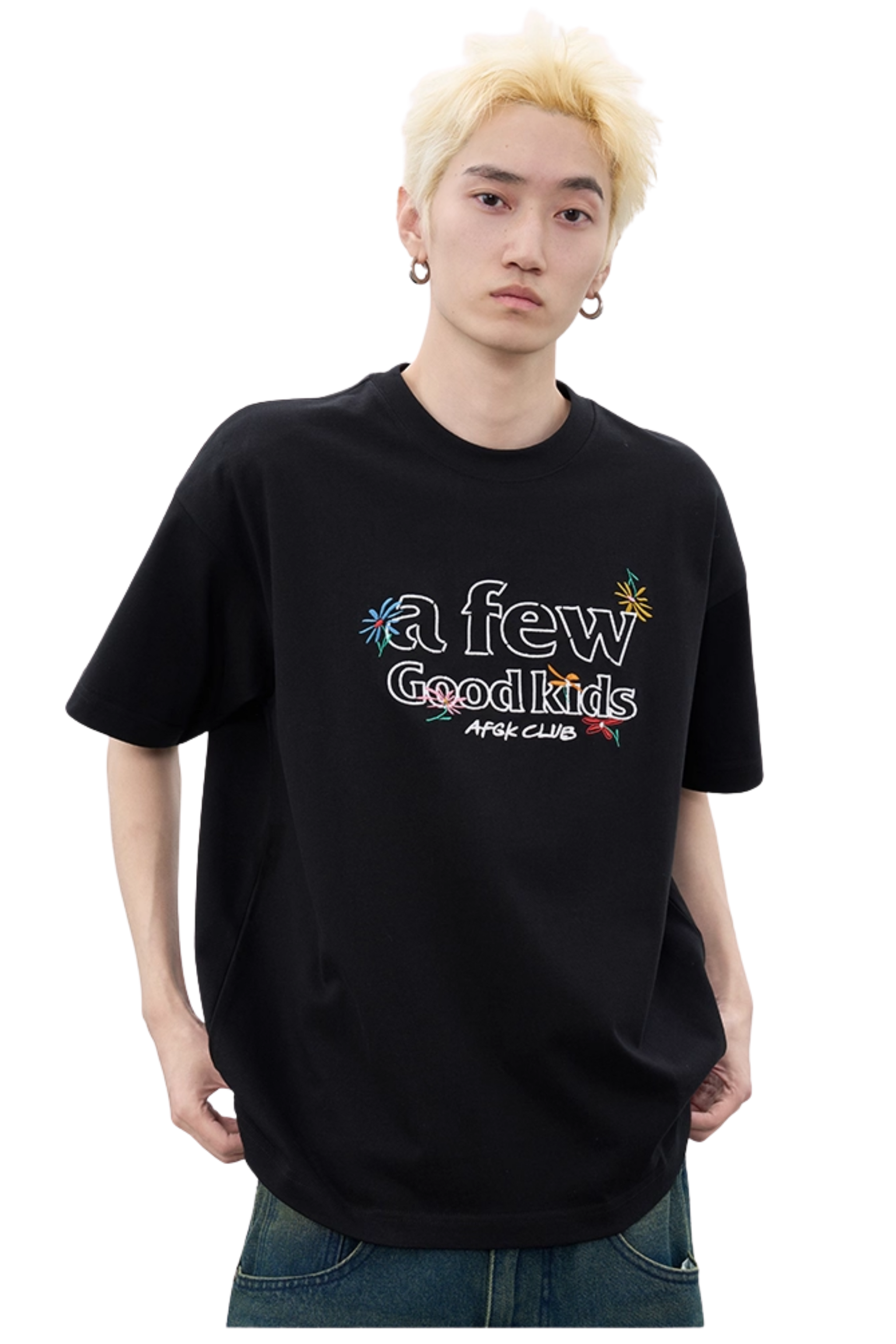 AFGK Hand Paint Floral Embroidery Tee