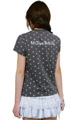 MEDM Cropped V-neck Puppy Paw All Over Print Women's Slim Tee