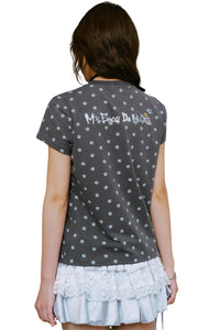 MEDM Cropped V-neck Puppy Paw All Over Print Women's Slim Tee