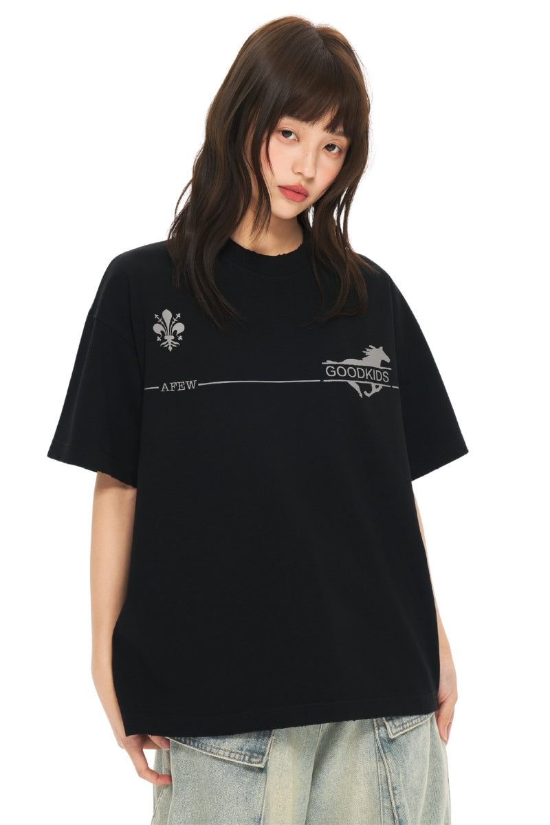 AFGK | Horse Logo Tee, American Streetwear Unisex Loose T-Shirt
