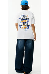 MEDM Color Graffiti Logo Print Loose Short Sleeve Tee