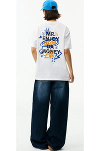 MEDM Color Graffiti Logo Print Loose Short Sleeve Tee