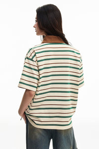 MEDM Shell Embroidery Stripe Couple Tee