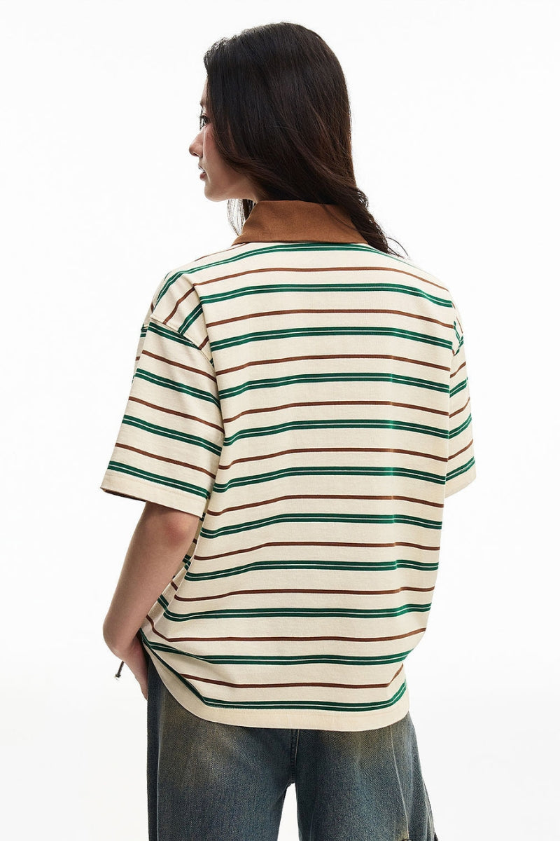 MEDM Shell Embroidery Stripe Couple Tee