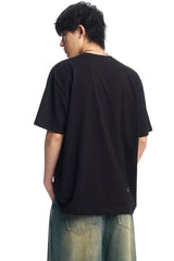 Dangerouspeople DSP Rub‑Print Hand‑Drawn Flower Graffiti Loose T‑Shirt