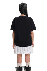DangerousPeople DSP｜Fun Cartoon Mini‑D Print Heavyweight 100% Cotton Drop‑Shoulder T‑Shirt