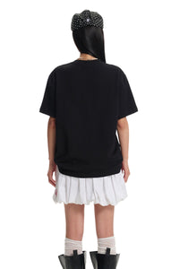 DangerousPeople DSP｜Fun Cartoon Mini‑D Print Heavyweight 100% Cotton Drop‑Shoulder T‑Shirt