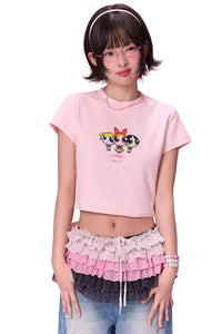 BJHG × The Powerpuff Girls Women Slim‑Fit Graphic‑Print Short‑Sleeve Tee