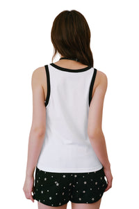 MEDM Fake Two-Piece Stripe Spliced Women Racerback Tank