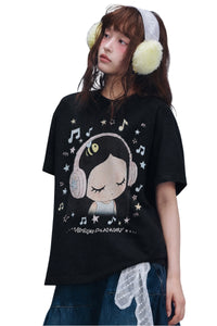 MEDM x Iria Mailbox Enjoy Music Logo Print Relaxed Slim Short Sleeve T-Shirt