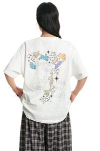 Dangerouspeople DSP Fairytale Plush Rabbit Print Loose Couple Tee