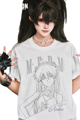 MEDM x EVA NEVER END Series T-Shirt with Half-Body Character Sketch Print