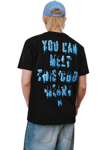 MEDM MELTING ICE Patch Letter Print Crew Neck Casual Couple Tee