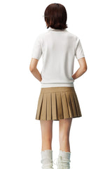 MEDM Casual Loose Fit Sequin Polo Collar Women's Tee