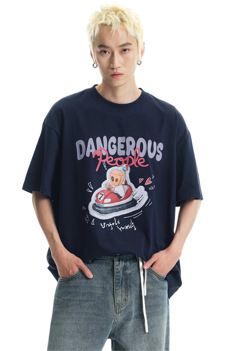 Dangerouspeople｜Bumper Car Print Cotton T‑Shirt