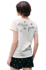 MEDM X YUY Yu Big Face Print Women Slim Fit Crew Neck T-Shirt