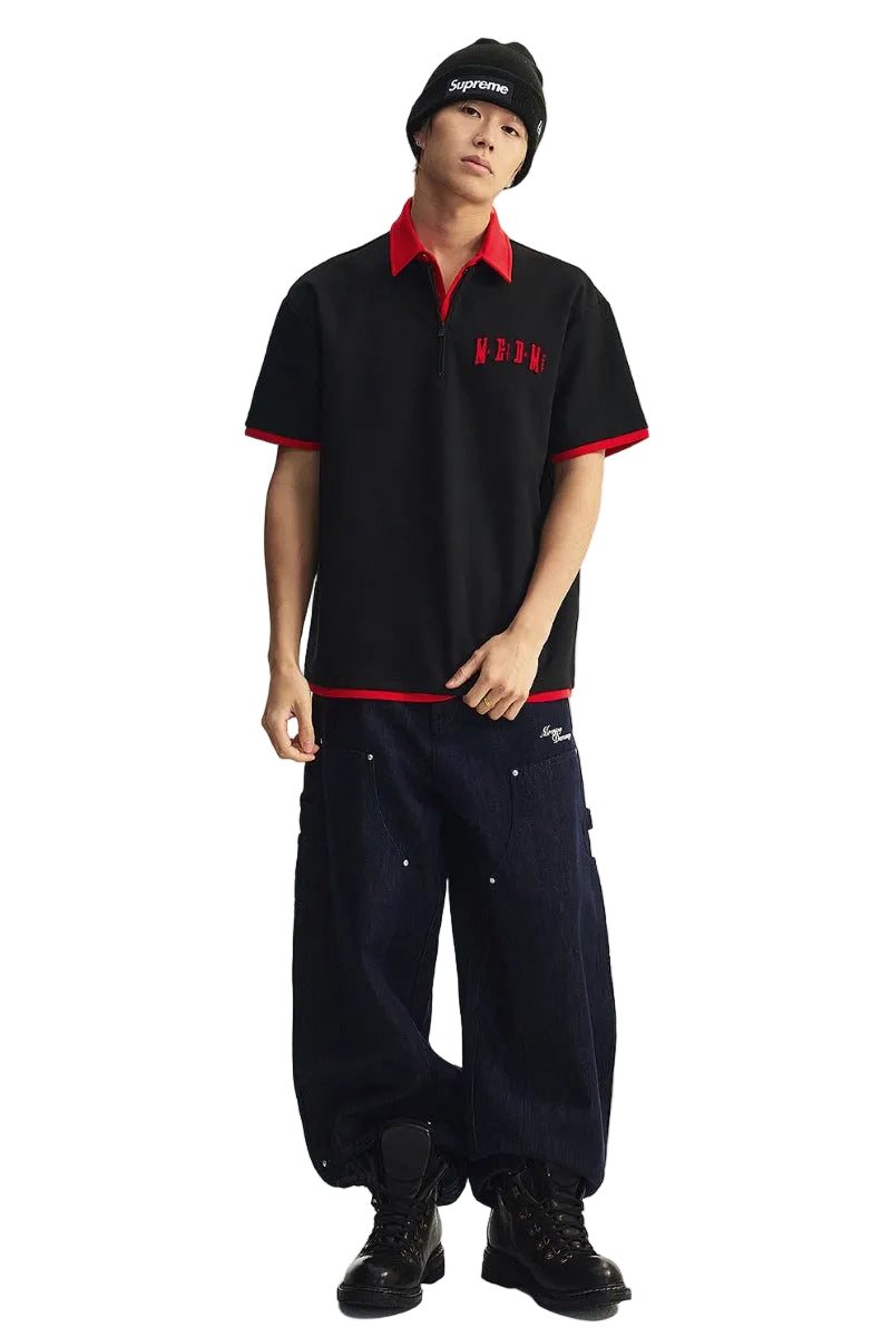 MEDM Air Layer Fake Two Piece Loose Polo Shirt Unisex Summer Lapel Tee