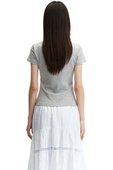 Dangerouspeople DSP Stretch Knit Embroidered Dog Slim Waist Fitted Tee