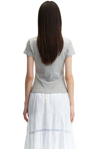 Dangerouspeople DSP Stretch Knit Embroidered Dog Slim Waist Fitted Tee