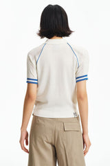 MEDM Embroidered Small LOGO Color-Block Embedded Striped Short-Sleeve POLO