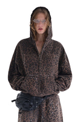 MASONPRINCE | Gothic Leopard Print Stud & Patchwork Embroidery Hooded Jacket