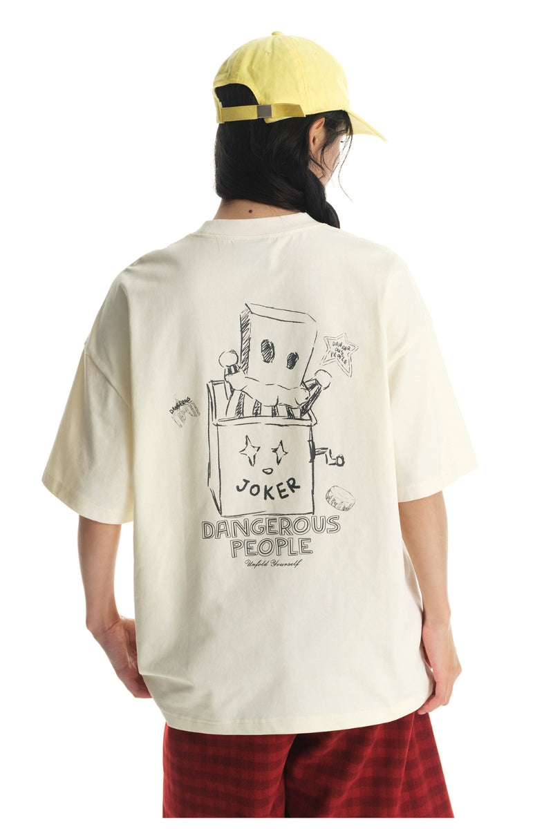 Dangerouspeople DSP Hand‑Drawn Line Clown D Print T‑Shirt | Sorona Quick‑Dry Streetwear Unisex Tee