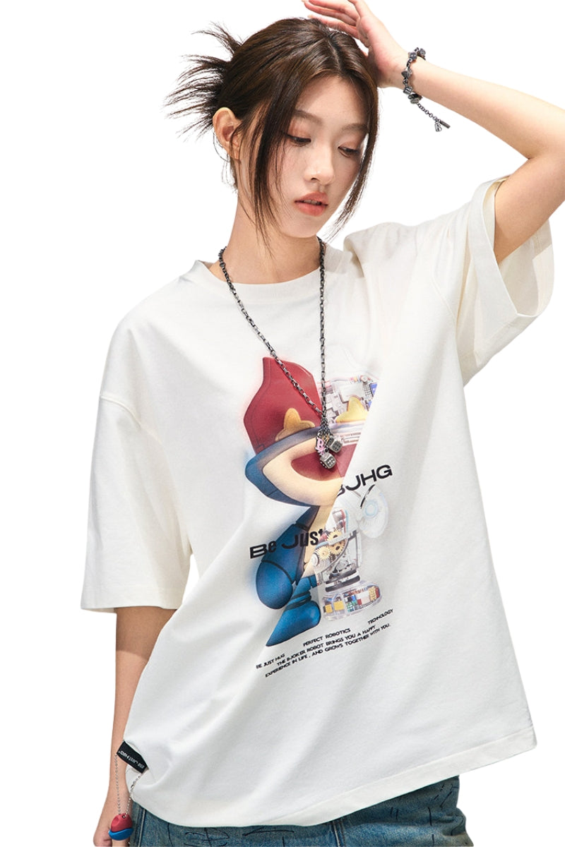 BJHG Unisex Cool‑Touch Quick‑Dry UV‑Protection Cartoon Graphic Short‑Sleeve Tee