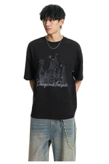 Dangerouspeople DSP Small‑D Castle Firework Embroidery Loose Tee