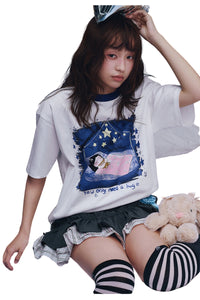 MEDM x Iria's Mailbox Starry Sky Glitter Print Cute Tee