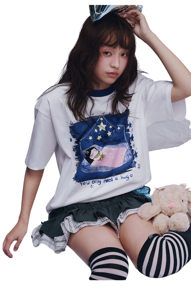 MEDM x Iria's Mailbox Starry Sky Glitter Print Cute Tee