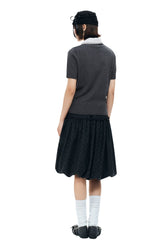 MEDM Detachable Lace Collar Knit Polo Women Summer Tee