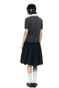 MEDM Detachable Lace Collar Knit Polo Women Summer Tee