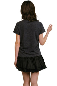 MEDM Cropped V-Neck Star Swirl Patch Embroidery Slim Top