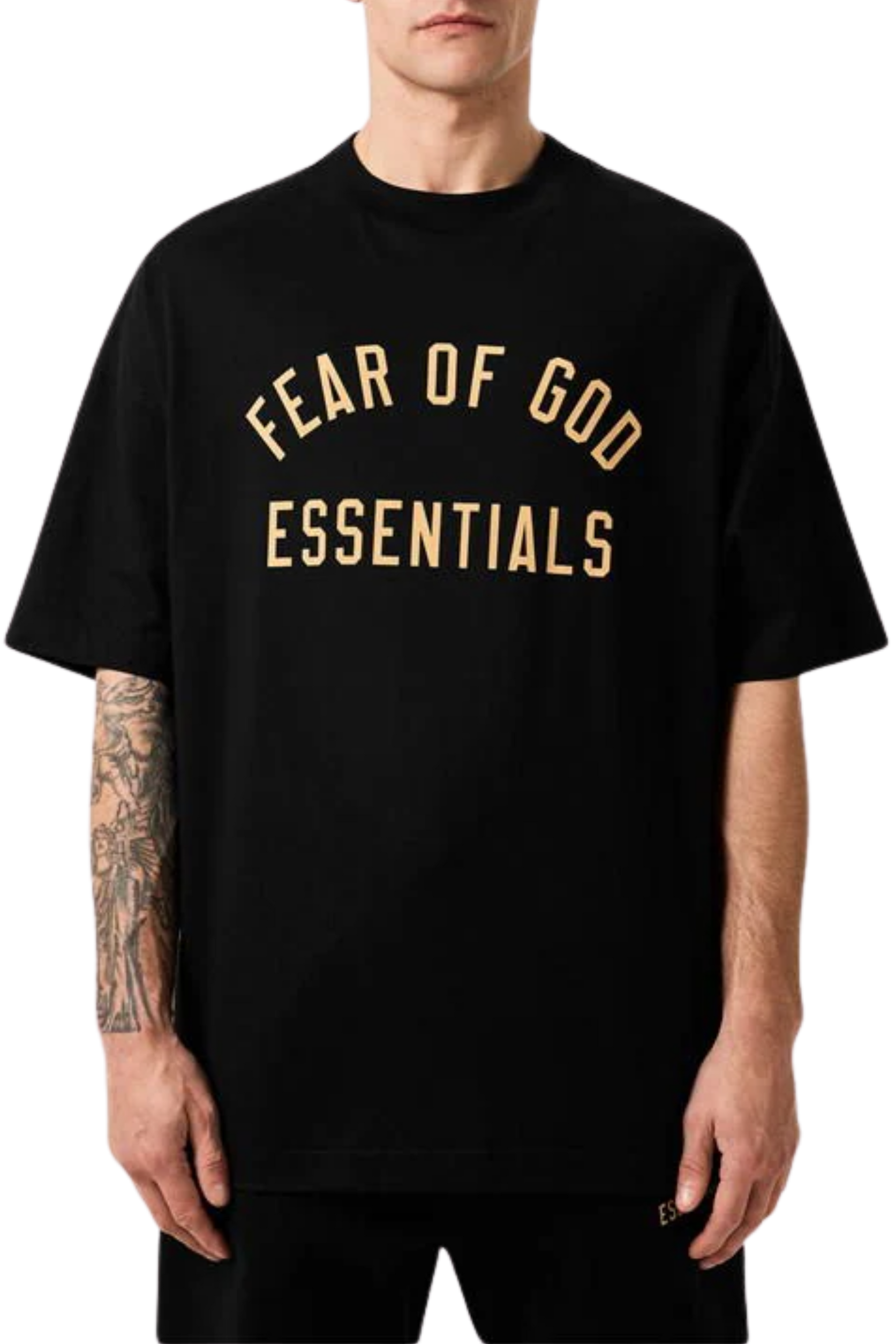 Fear Of God Essentials FW24 Jersey Crewneck Tee Black Oversize [125BT244190F]