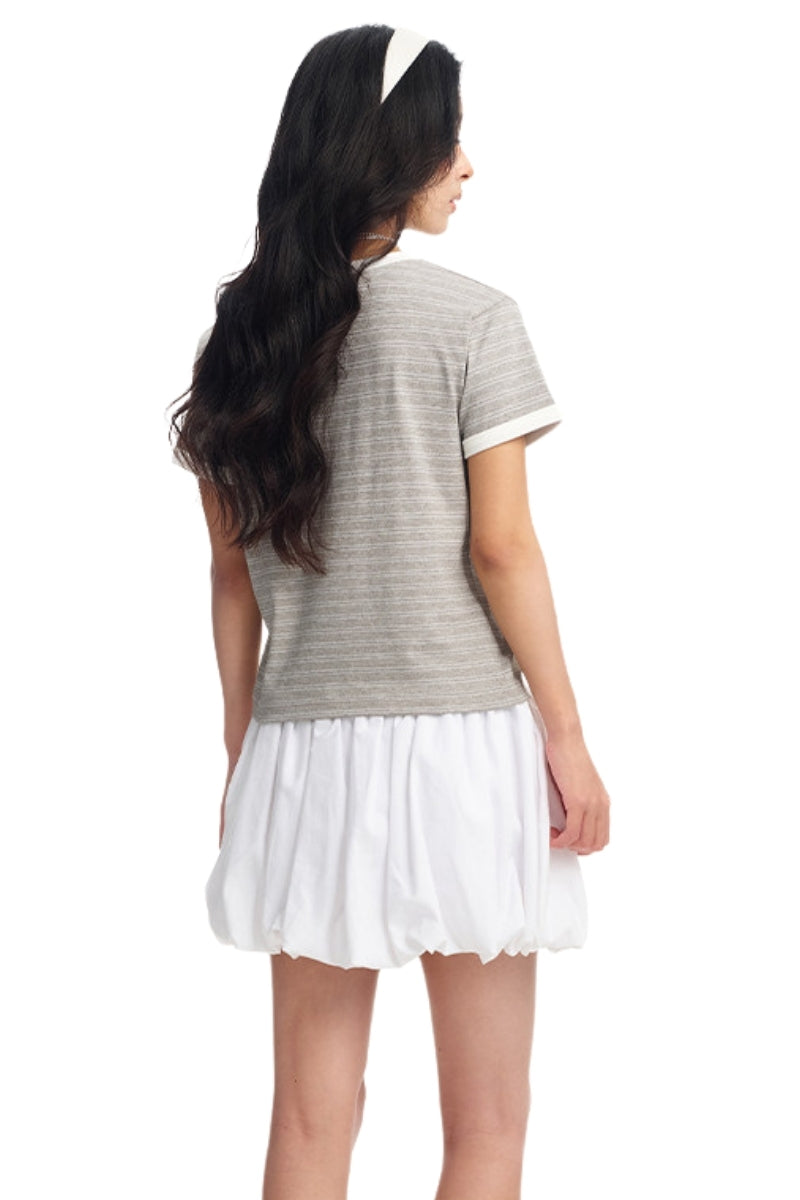 Dangerouspeople DSP Fun Stripe Patchwork Fitted Women's Cotton T‑Shirt