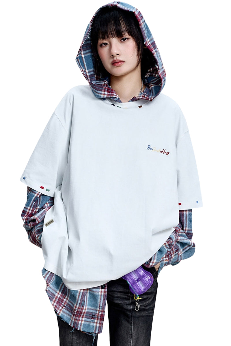 BJHG Unisex Heavyweight‑Cotton Embroidered Short‑Sleeve Tee, American Retro Loose‑Fit Couple Top