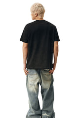 MEDM Casual Loose Fit Appliqué Logo Crew Neck Unisex Tee